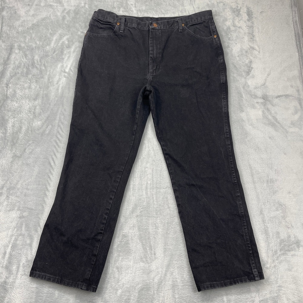 Wrangler Jeans Mens 40x30 Black Denim Dark Wash Mid Rise Straight Leg Streetwear